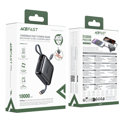 ACEFAST 10000 22.5W Power Bank with Built-in Dual Cables - M23