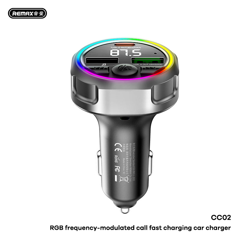 REMAX 48W RGB FM Transmitter with USB Ports CC02