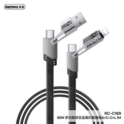 REMAX 65W Multi Functional Zinc Alloy Braided Charging Cable - RC-C189