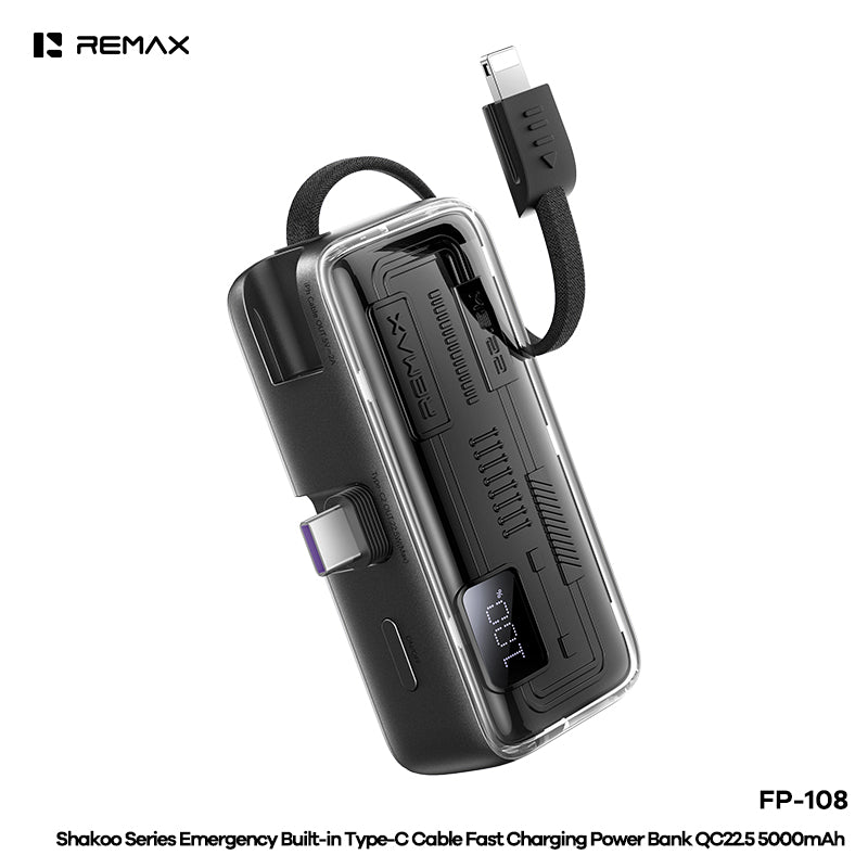 REMAX Built-in Type-C Cable Fast Charging Power Bank QC22.5 5000mAh - FP-108