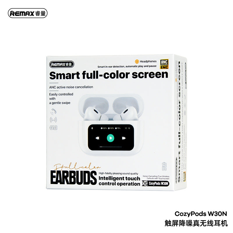 REMAX Noise-Cancelling True Wireless Earbuds with Touchscreen - W30N