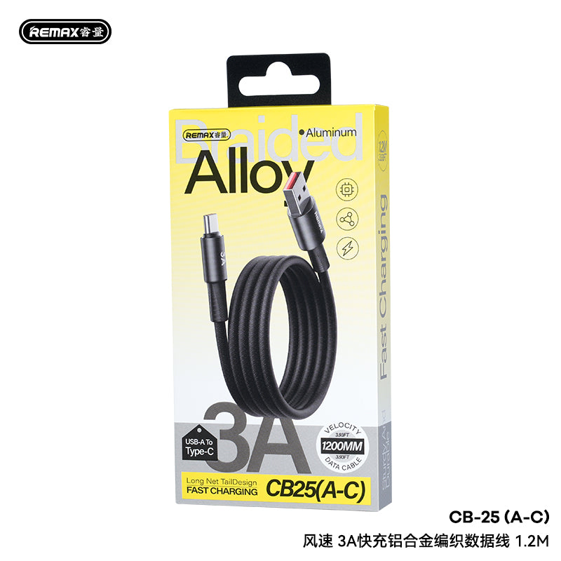 REMAX Velocity Fast Charging Aluminum Alloy Braided Data Cable 1.2M - CB25
