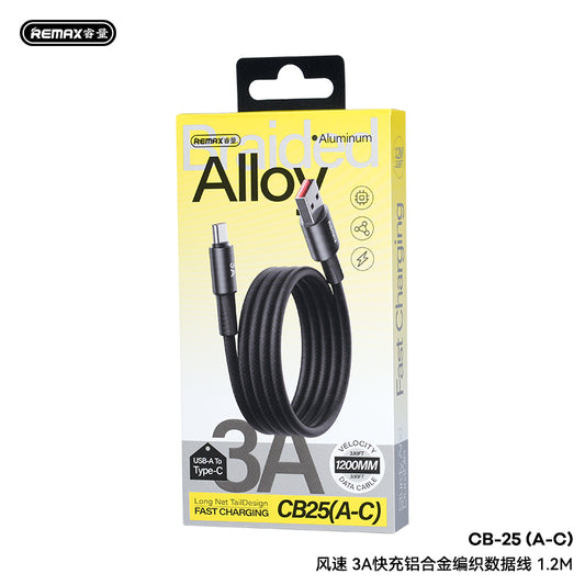 REMAX Velocity Fast Charging Aluminum Alloy Braided Data Cable 1.2M - CB25