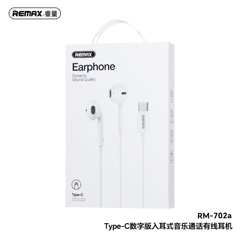 REMAX Wired Earphones, Plug & Play (Type-C/Lightning/3.5mm) - RM-702