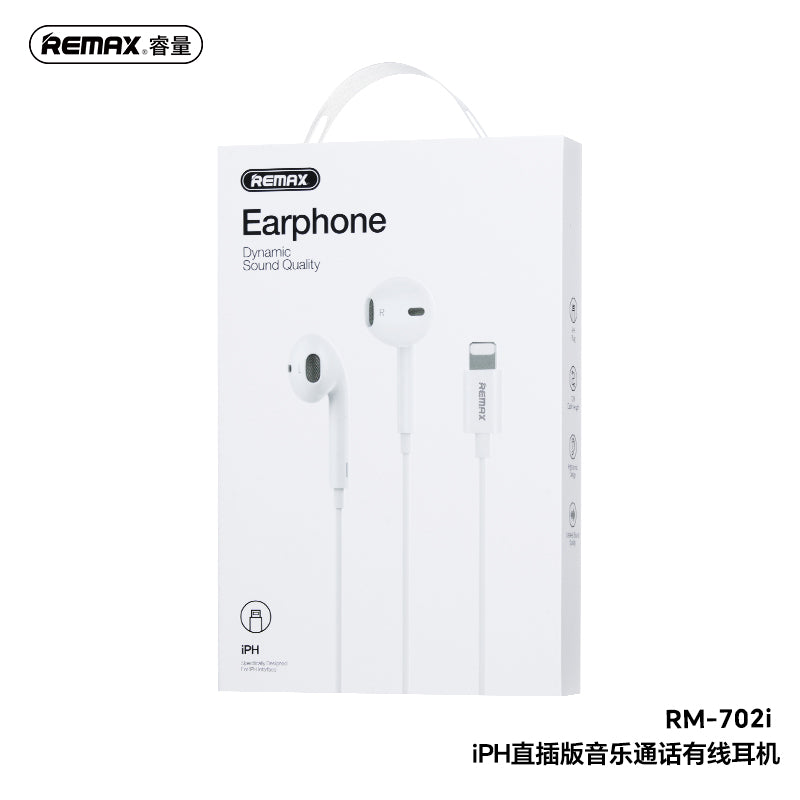 REMAX Wired Earphones, Plug & Play (Type-C/Lightning/3.5mm) - RM-702