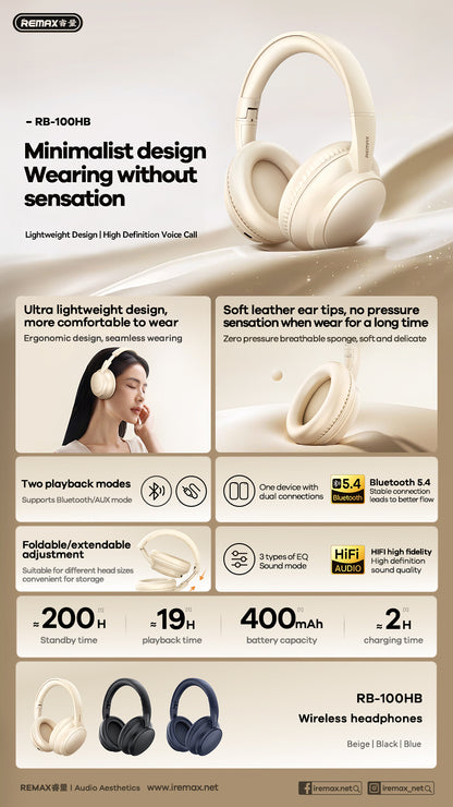 REMAX Wireless Headphones - RB-100HB