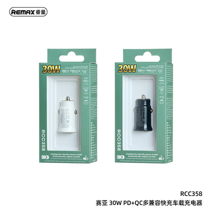 REMAX Siya Series 30W PD+QC 1C+1A Multi-compatible Fast Car Charger - RCC358