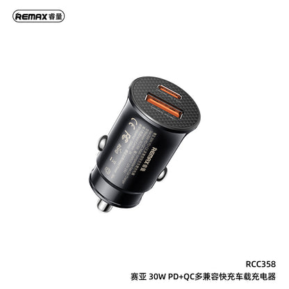 REMAX Siya Series 30W PD+QC 1C+1A Multi-compatible Fast Car Charger - RCC358