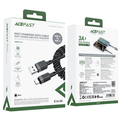 ACEFAST USB-A to USB-C Coiled Cable 1.2M - C14-04