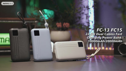REMAX 22.5W Dual Cables Fast Charging Power Bank 10000mAh - FC-13