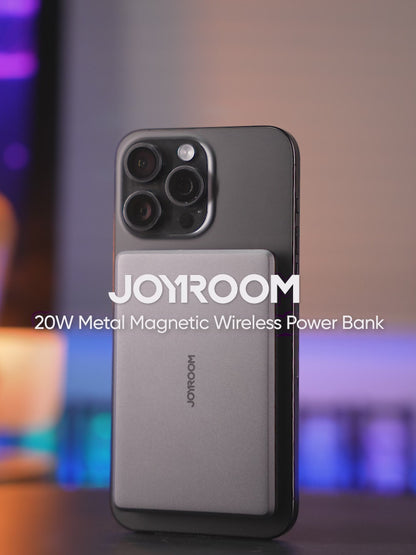 JOYROOM 20W Ultra-Slim Metal Magnetic Wireless Power Bank 5000mAh With Type-C to Type-C 60W 0.25m Cable - JR-PBM08