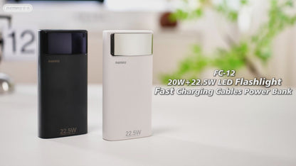 REMAX 20+22.5 Fast Charging Power Bank with Built-in Cables 20000mAh - FC-12