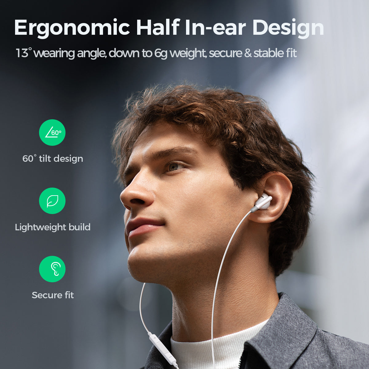 JOYROOM 3.5MM Half In-Ear Wired Earphones - EW01