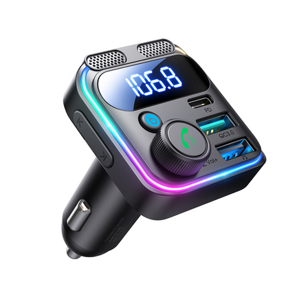 JOYROOM Bluetooth FM Transmitter with Dual Mics and Fast Car Charger JR-CCB01