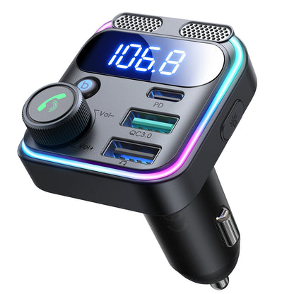 JOYROOM Bluetooth FM Transmitter with Dual Mics and Fast Car Charger JR-CCB01