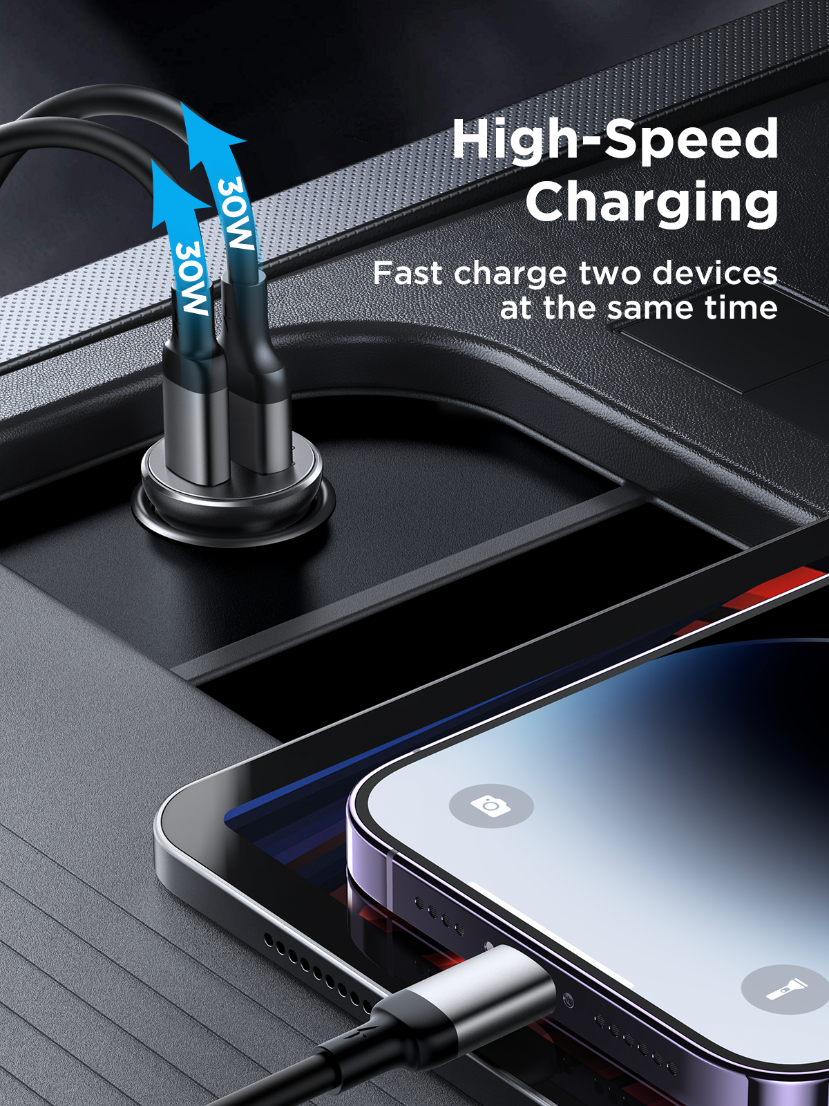 JOYROOM Dual USB-C Ports Mini Metal Car Charger JR-CCN06