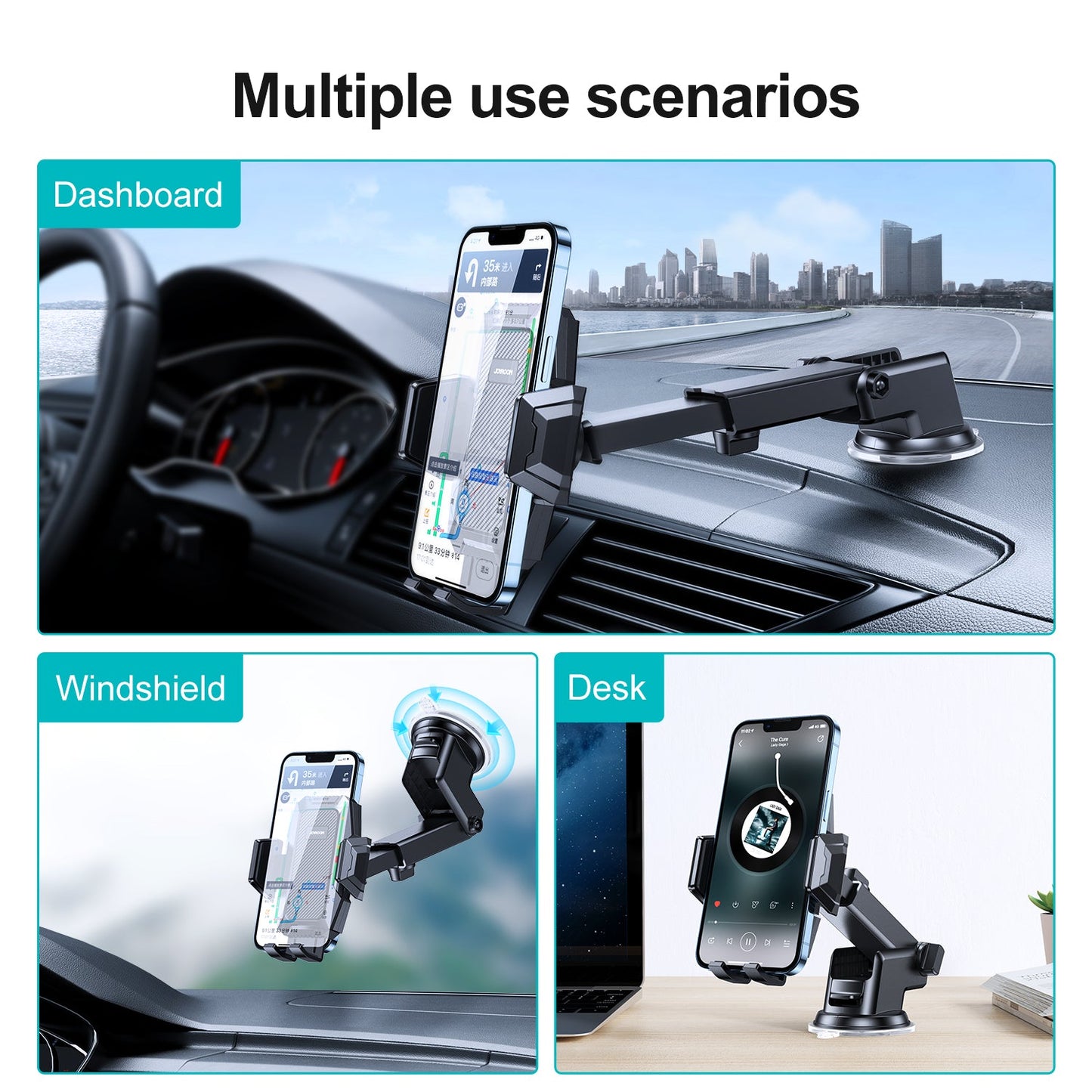 JOYROOM Car Phone Holder for Dashboard – Suitable for Large Phones - JR-ZS285