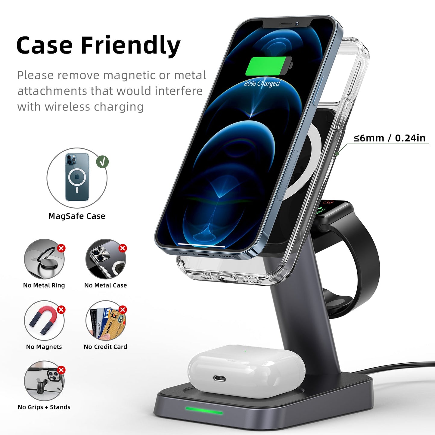 ACEFAST 3-in-1 Wireless Charger Stand for iPhone, AirPods and Apple Watch E3