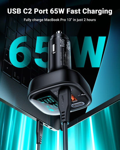 ACEFAST Fast Car Charger 101W 3 Ports with Voltage Display